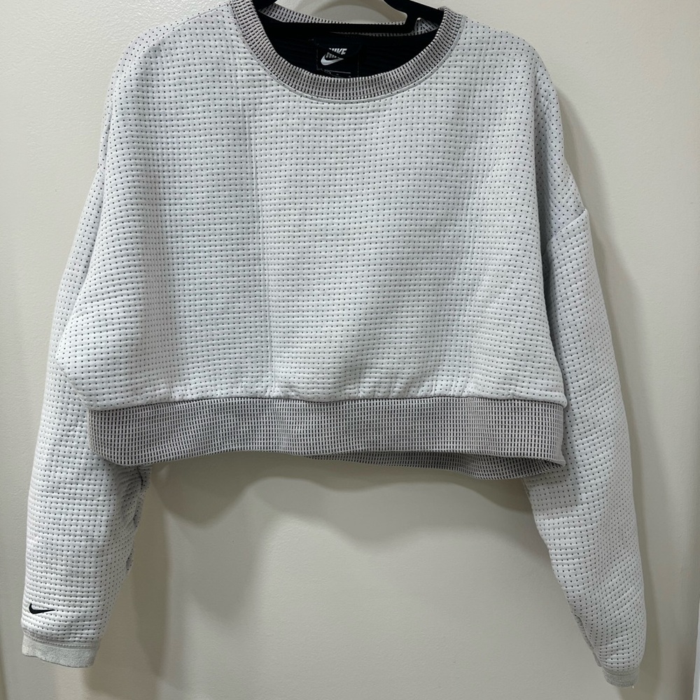 Nike Gray Boxy Cropped Sweatshirt Long Sleeve